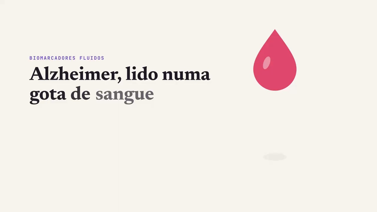Quadro de abertura do vídeo: Alzheimer, lido numa gota de sangue